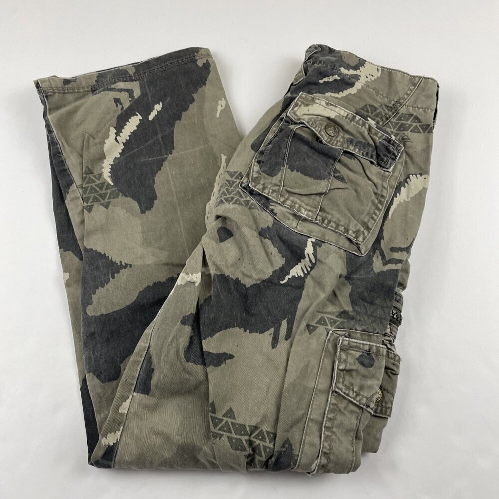 Quicksilver Cargo Camo Pants Boys 26 Cotton Straight Leg Green Black